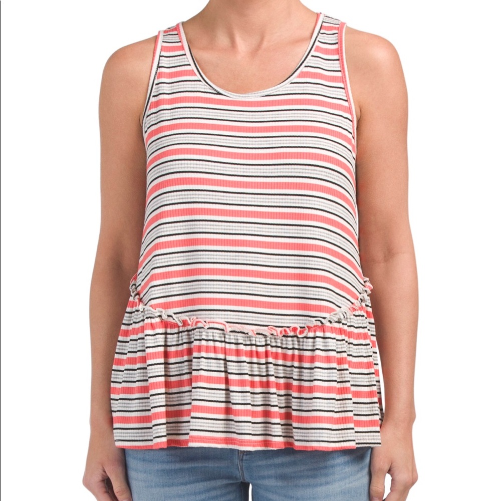 Striped relax peplum tank